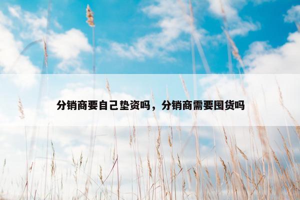 分销商要自己垫资吗，分销商需要囤货吗