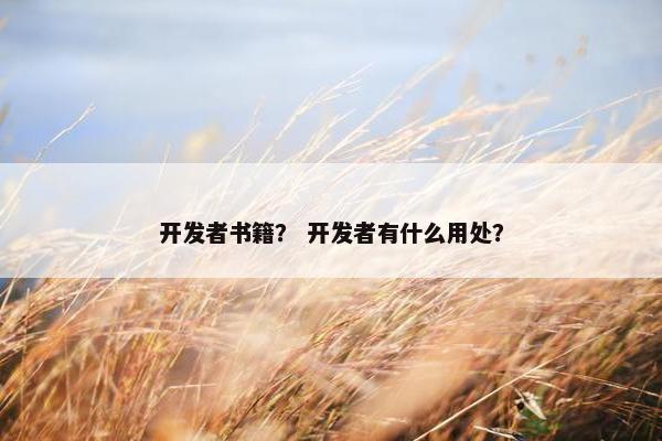 开发者书籍？ 开发者有什么用处？