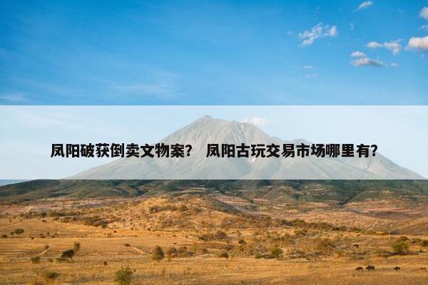凤阳破获倒卖文物案？ 凤阳古玩交易市场哪里有？